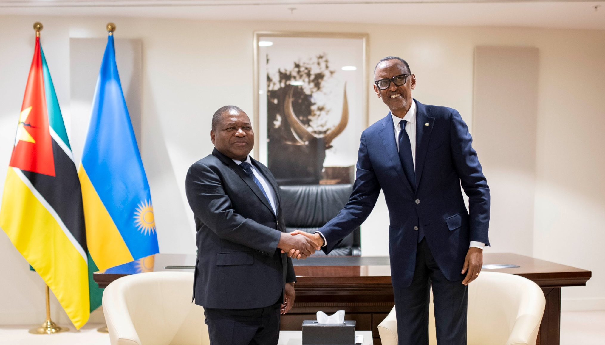 Kagame s'entretient avec le président Nyusi du Mozambique
